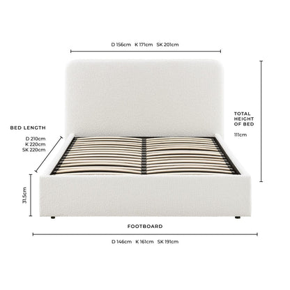 Ascot Bouclé Ottoman Storage Bed - Off White