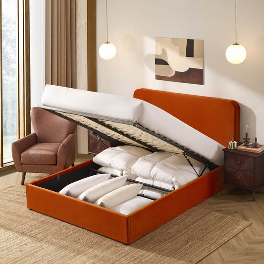 Ascot Ottoman Storage Bed - Bright Orange