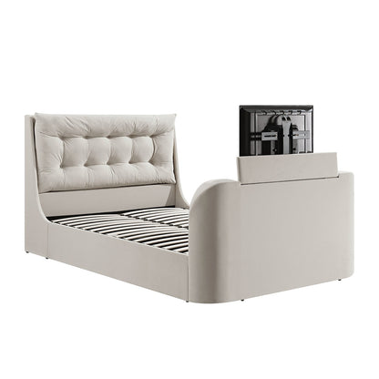 Hadley Champagne Velvet TV Bed with Ottoman Storage