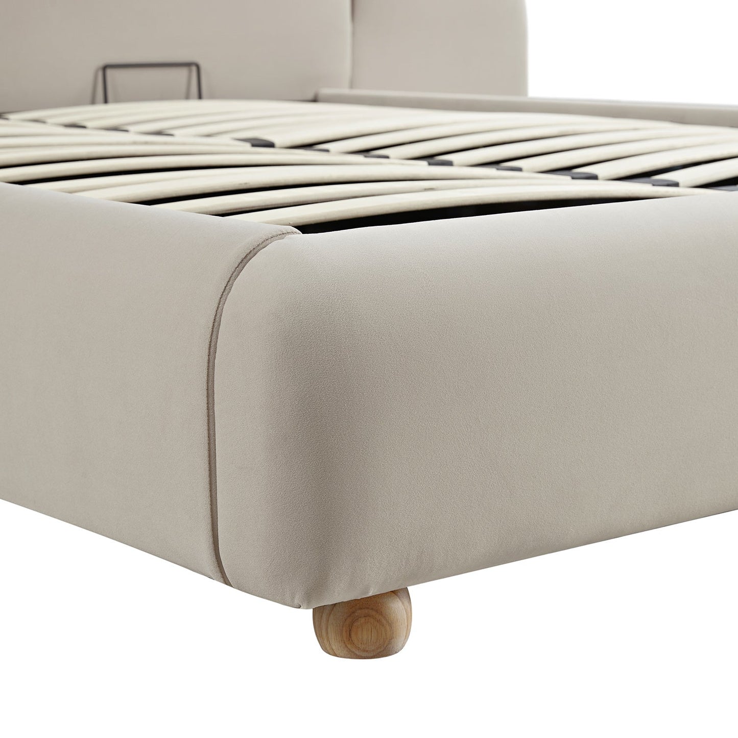 Egerie Extended Headboard Ottoman Bed with Storage, Champagne Velvet