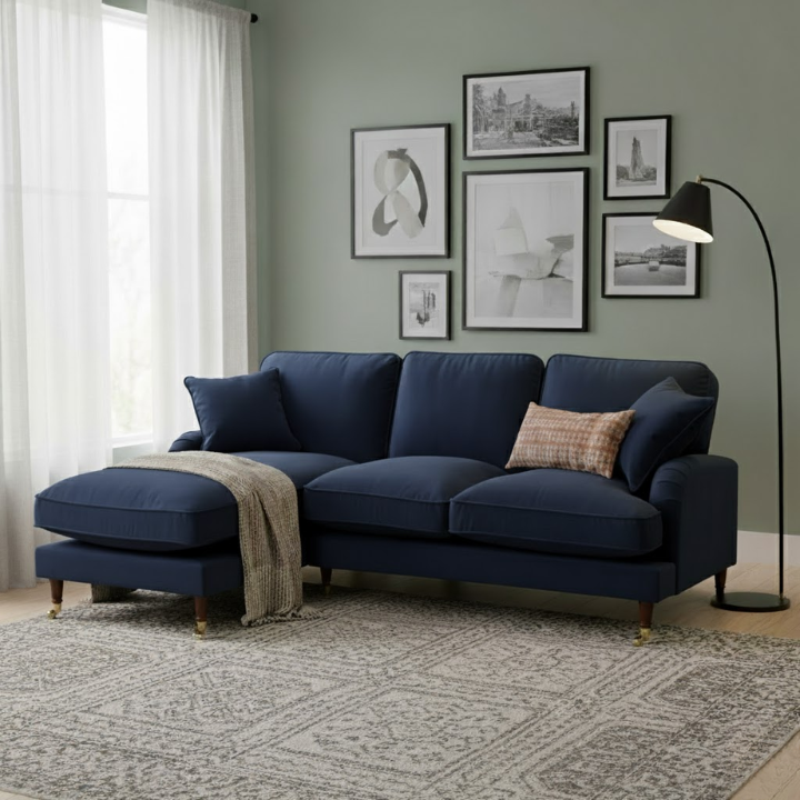 LX Velvet Left-Hand Facing Corner Sofa