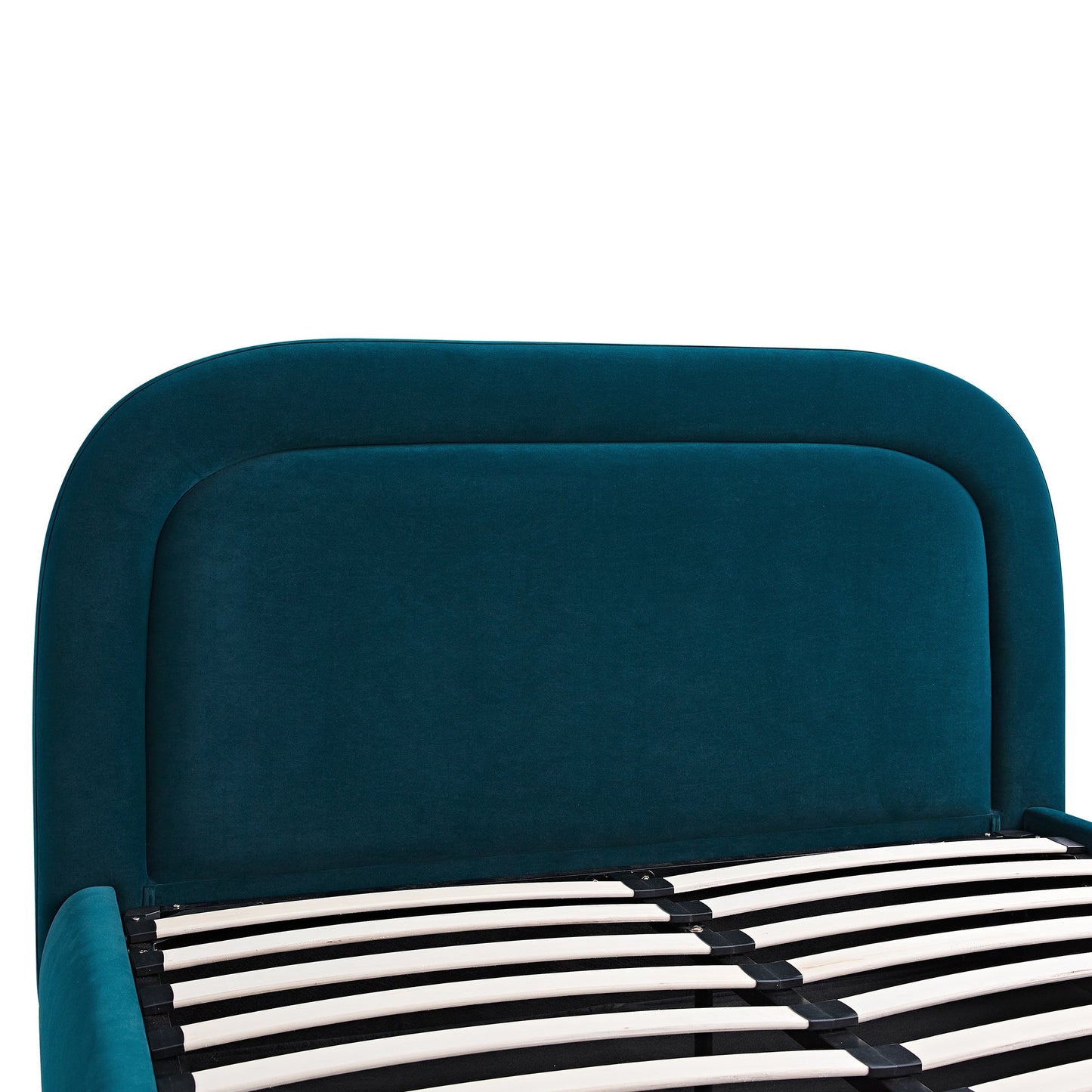 Luella Upholstered Wooden Plinth Base Bed with Storage, Teal Velvet