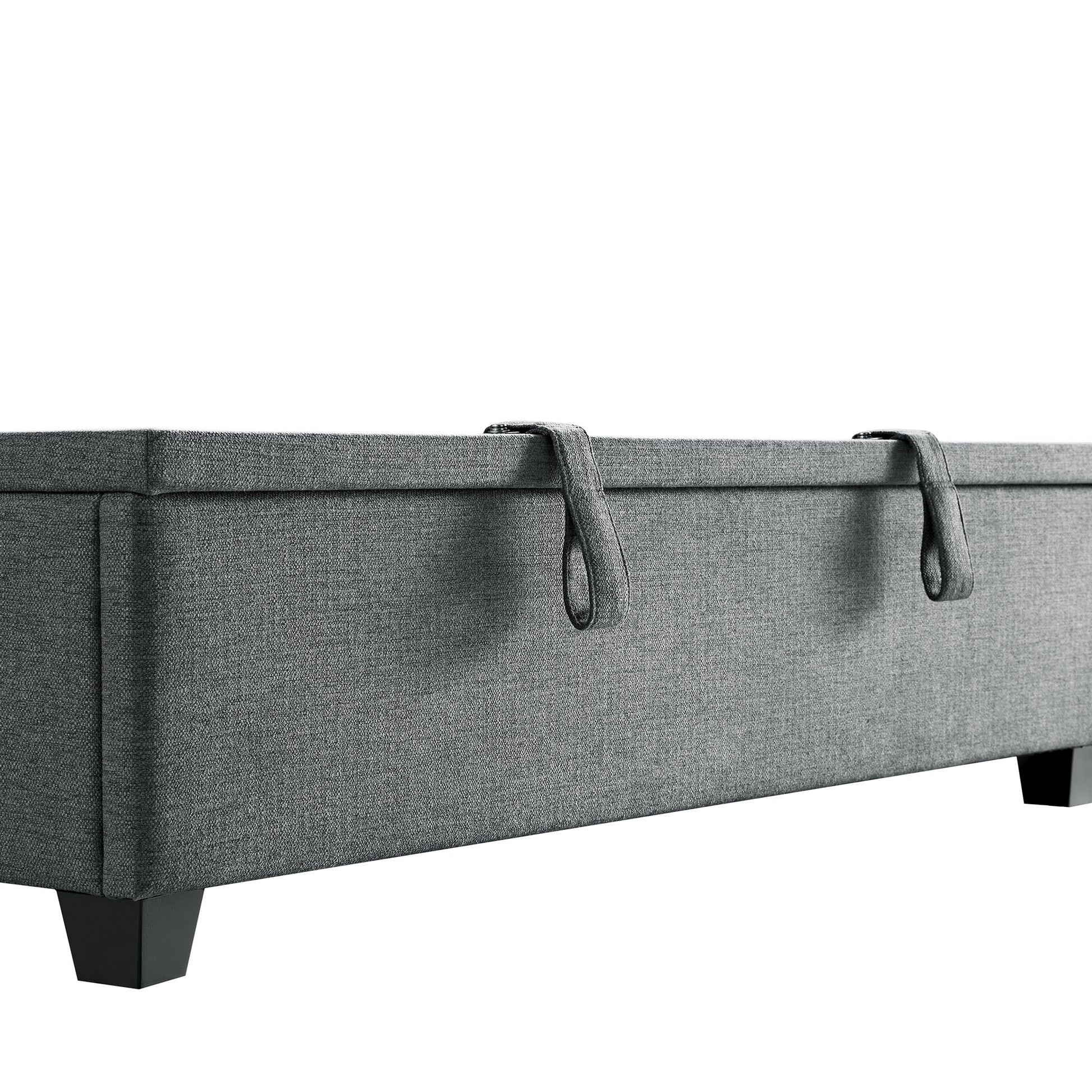 Chilworth Upholstered Ottoman Bed with Storage, Dark Grey Weave Fabric