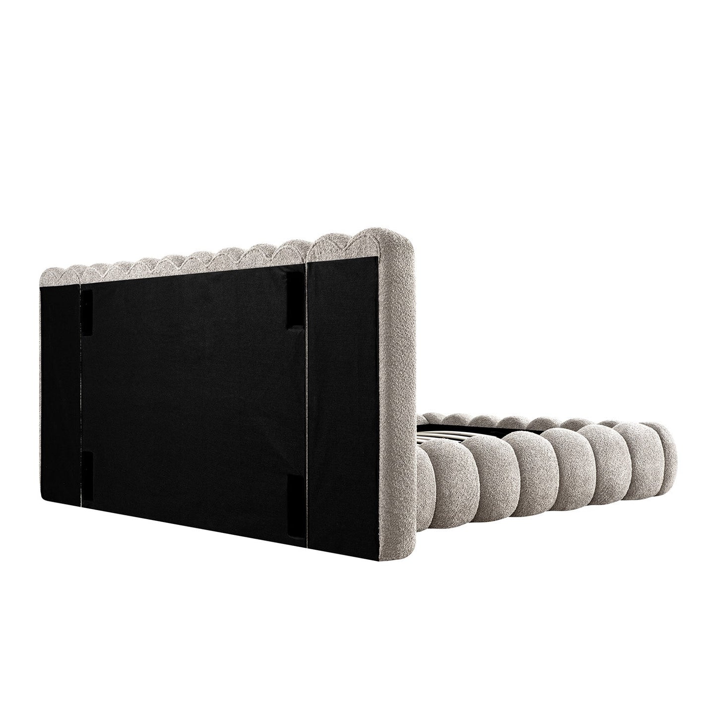 Sebastian Grand Bed with Storage, Stone Teddy Bouclé