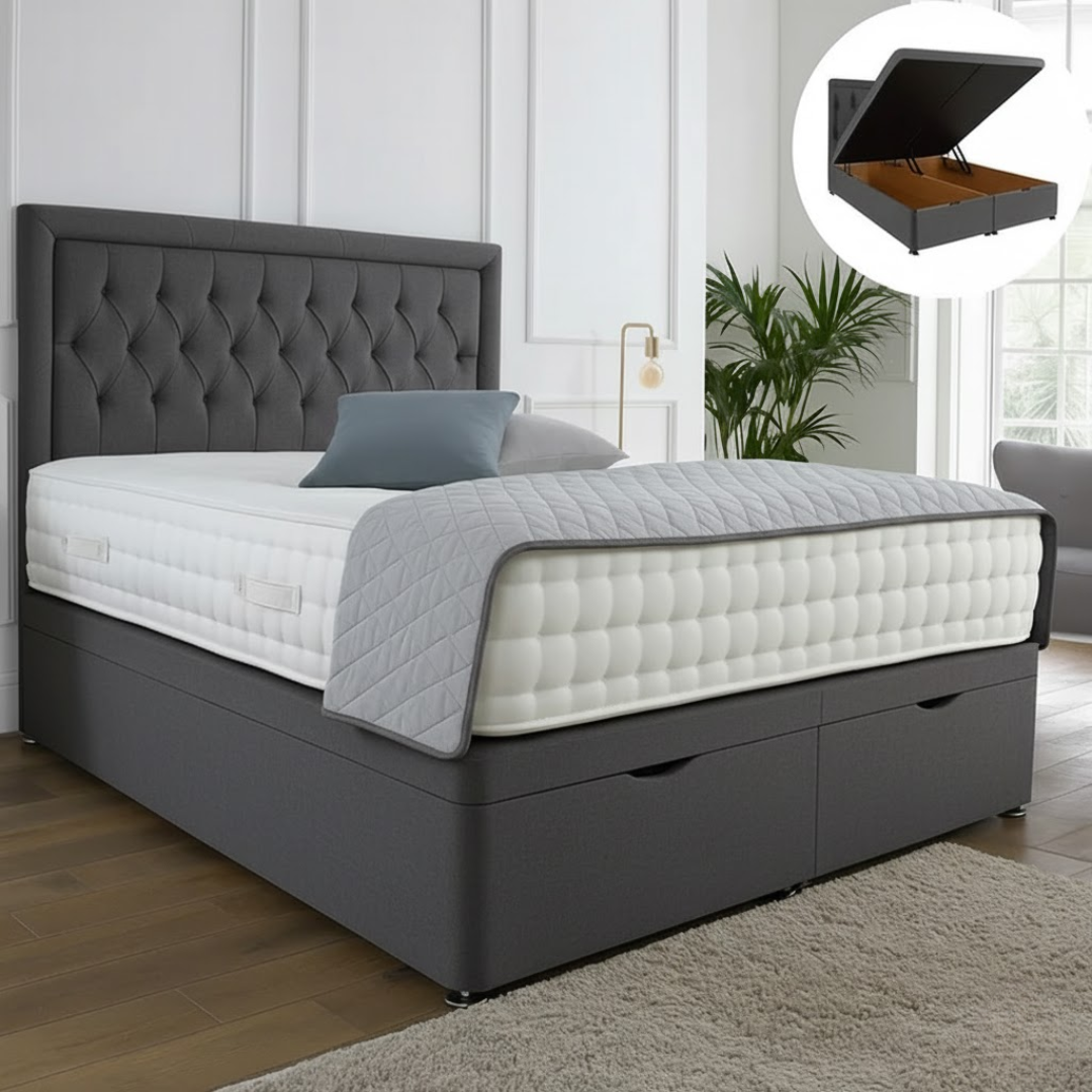 Serenity Ottoman End Lift Storage Divan Bed - With Headboard