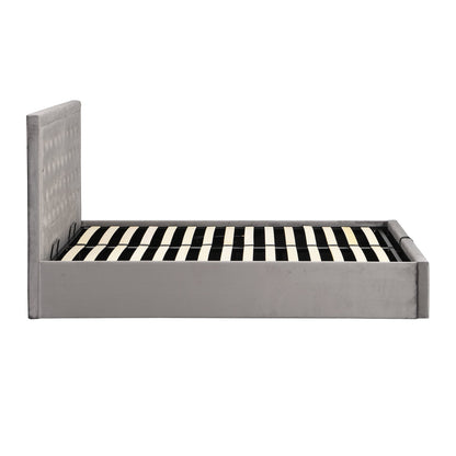 Hartwell Upholstered Ottoman Bed with Storage with Deeply Buttoned Headboard (Grey Velvet)