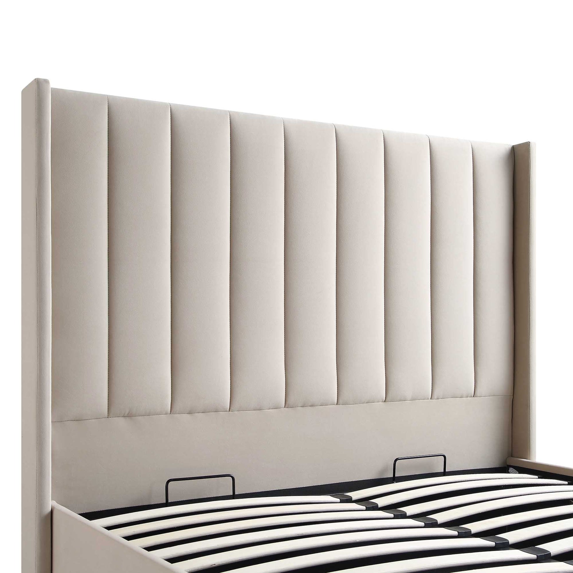 Wilton Champagne Velvet Ottoman Bed with Storage