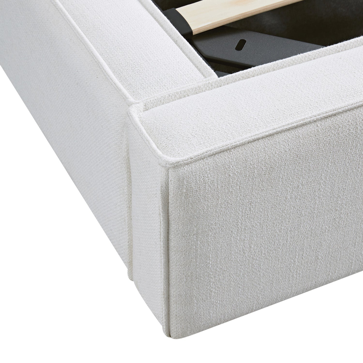 Claudine Ottoman Bed with Storage, Beige Linen