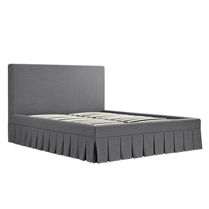 Egerton Box-Pleat Ottoman Bed with Storage, Charcoal Brushed Fabric