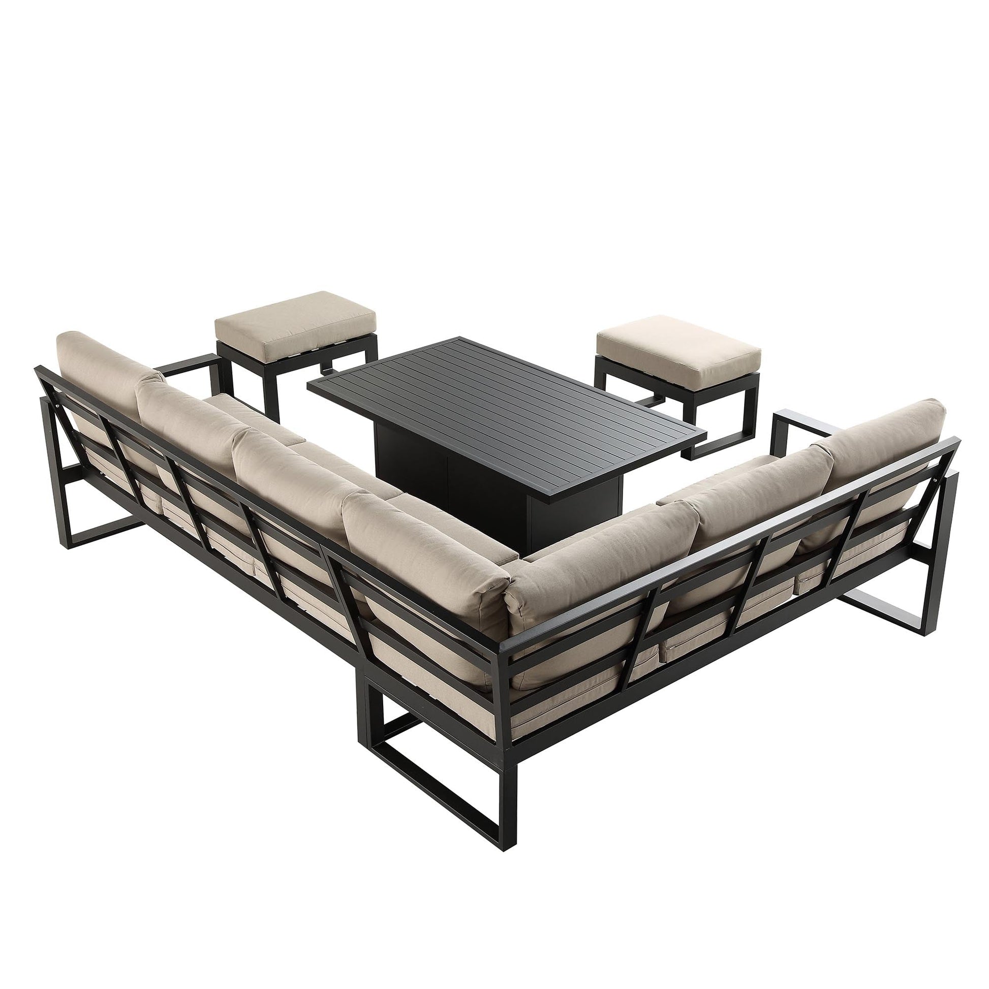 Albany Aluminium Large Corner Casual Garden Dining Set with Rising Table, Taupe