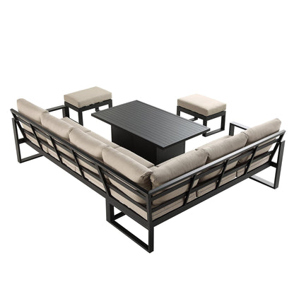 Albany Aluminium Large Corner Casual Garden Dining Set with Rising Table, Taupe