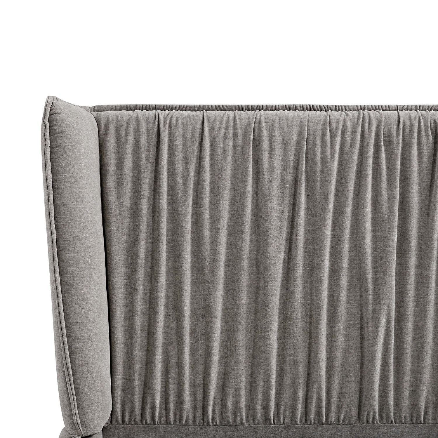 Astrid Ruched Wingback Bed, Soft Grey Chenille