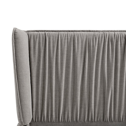 Astrid Ruched Wingback Bed, Soft Grey Chenille