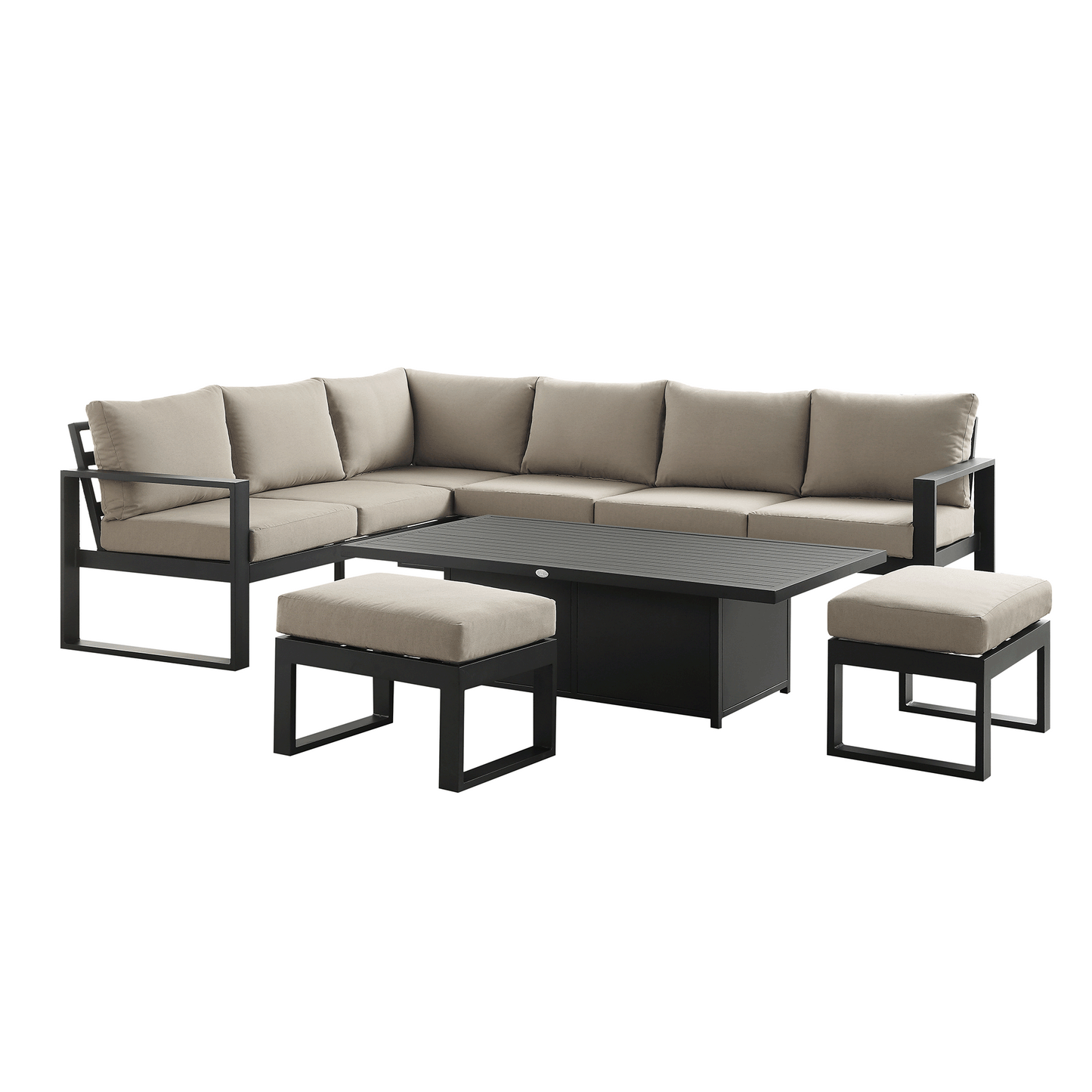 Albany Aluminium Large Corner Casual Garden Dining Set with Rising Table, Taupe