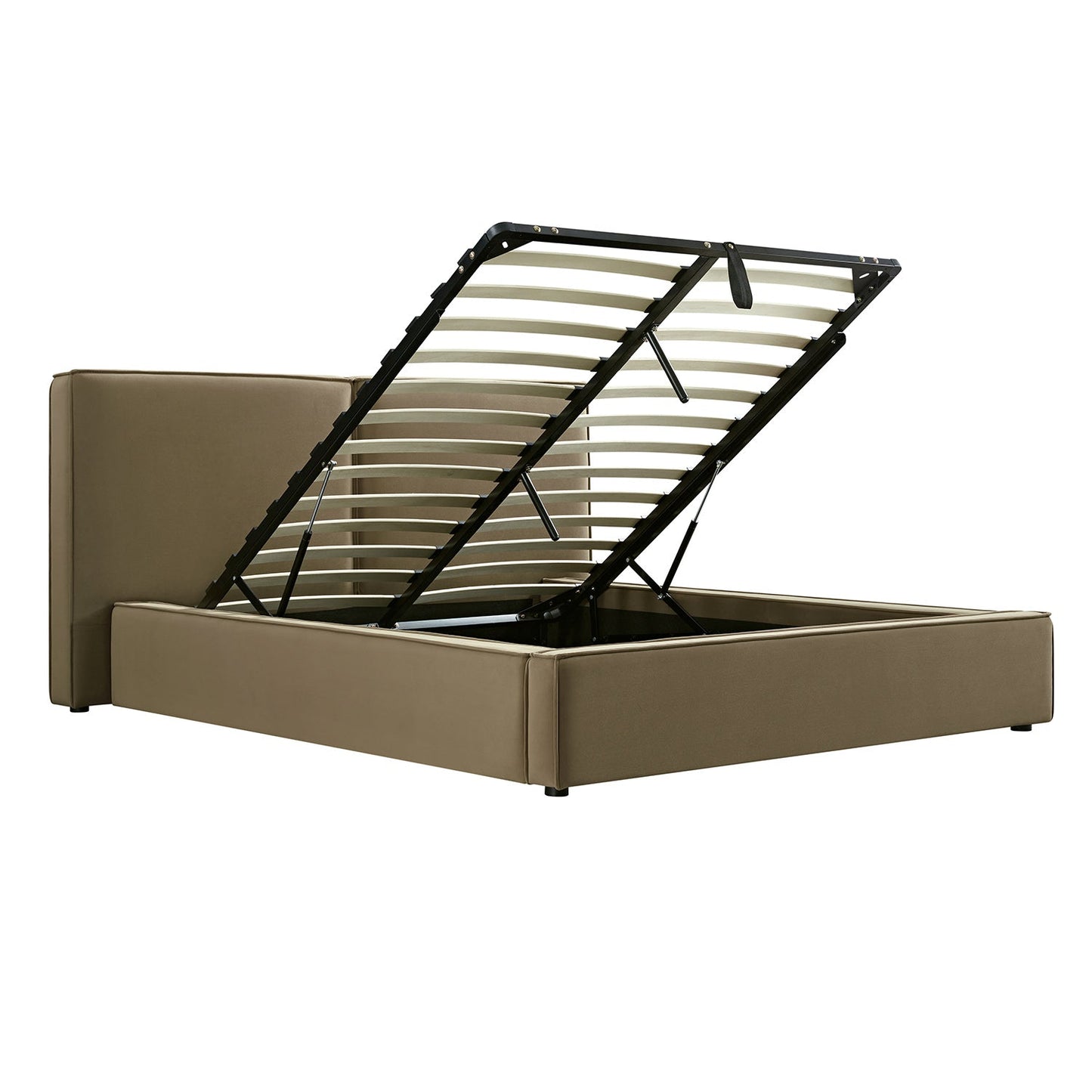 Claudine Ottoman Bed with Storage, Hazelnut Velvet