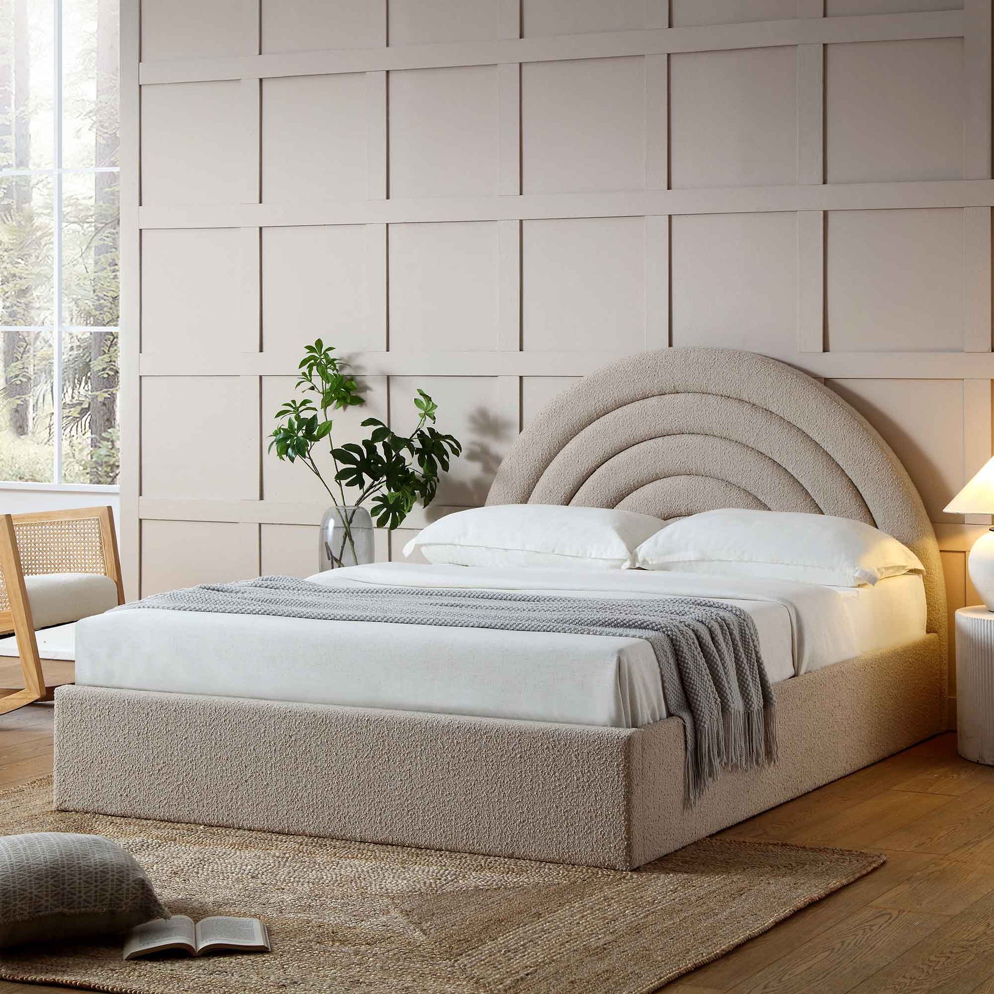 Archer Taupe Boucle Ottoman Bed with Storage