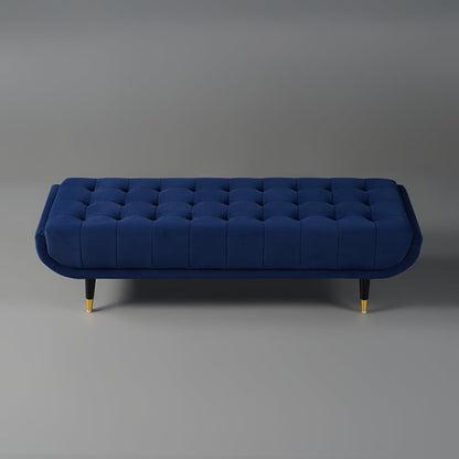 Enoak Modern Blue Bedroom Bench Velvet Upholstery Wooden Legs