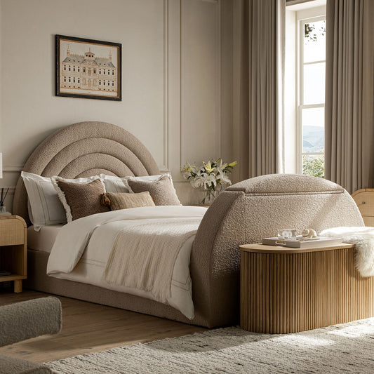 Archer Taupe Boucle TV Bed with Ottoman Storage