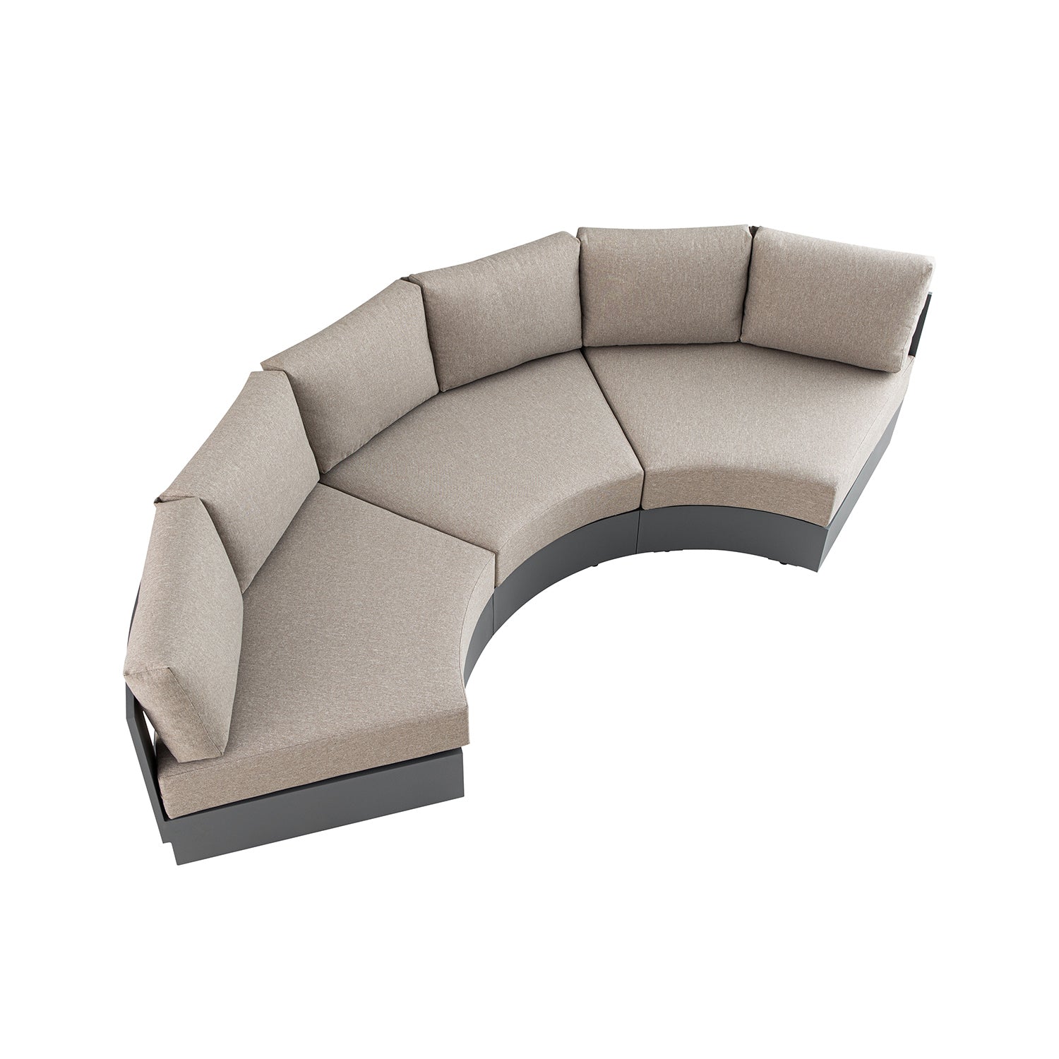 Jardin Aluminium Outdoor Modular Large 3-Piece Curved Sofa Set, Granite