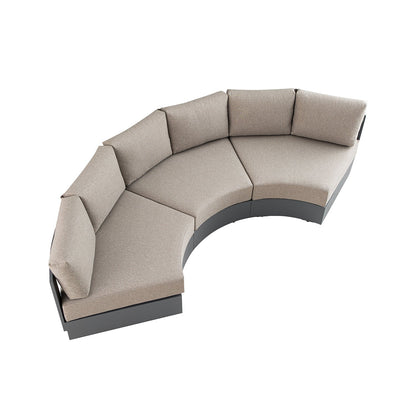 Jardin Aluminium Outdoor Modular Large 3-Piece Curved Sofa Set, Granite