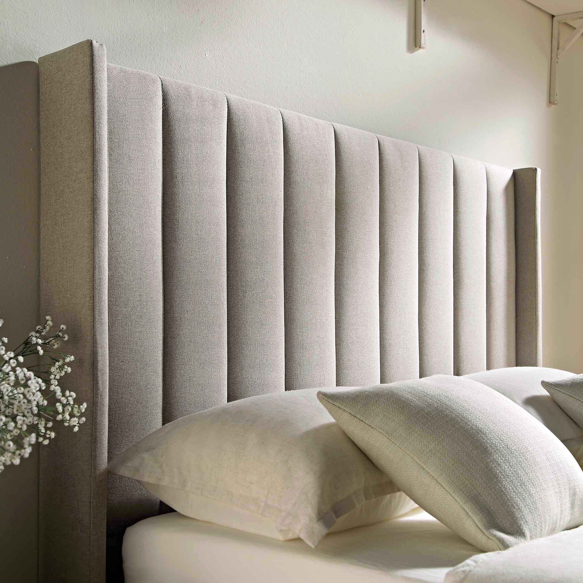 Wilton Warm Stone Fabric Ottoman Bed with Storage