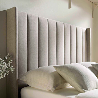 Wilton Warm Stone Fabric Ottoman Bed with Storage