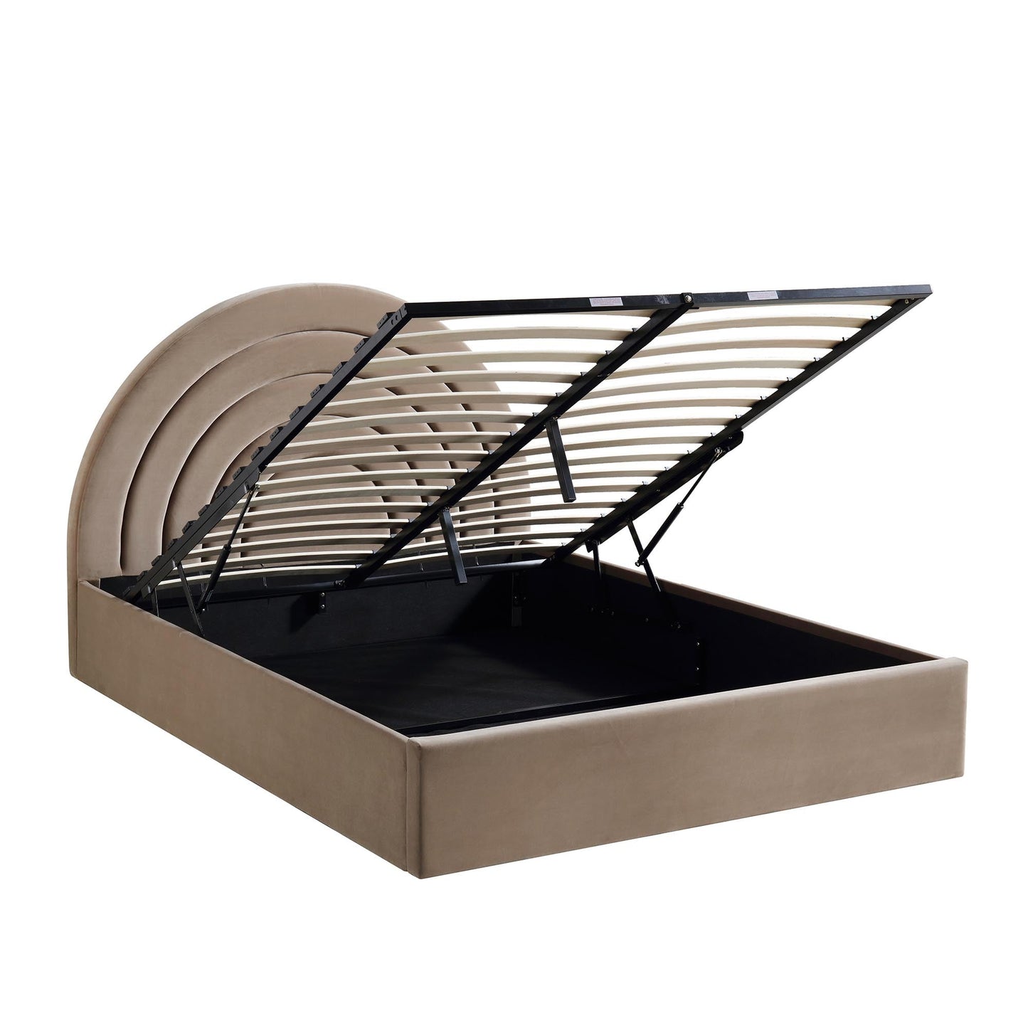 Archer Mink Velvet Ottoman Bed with Storage
