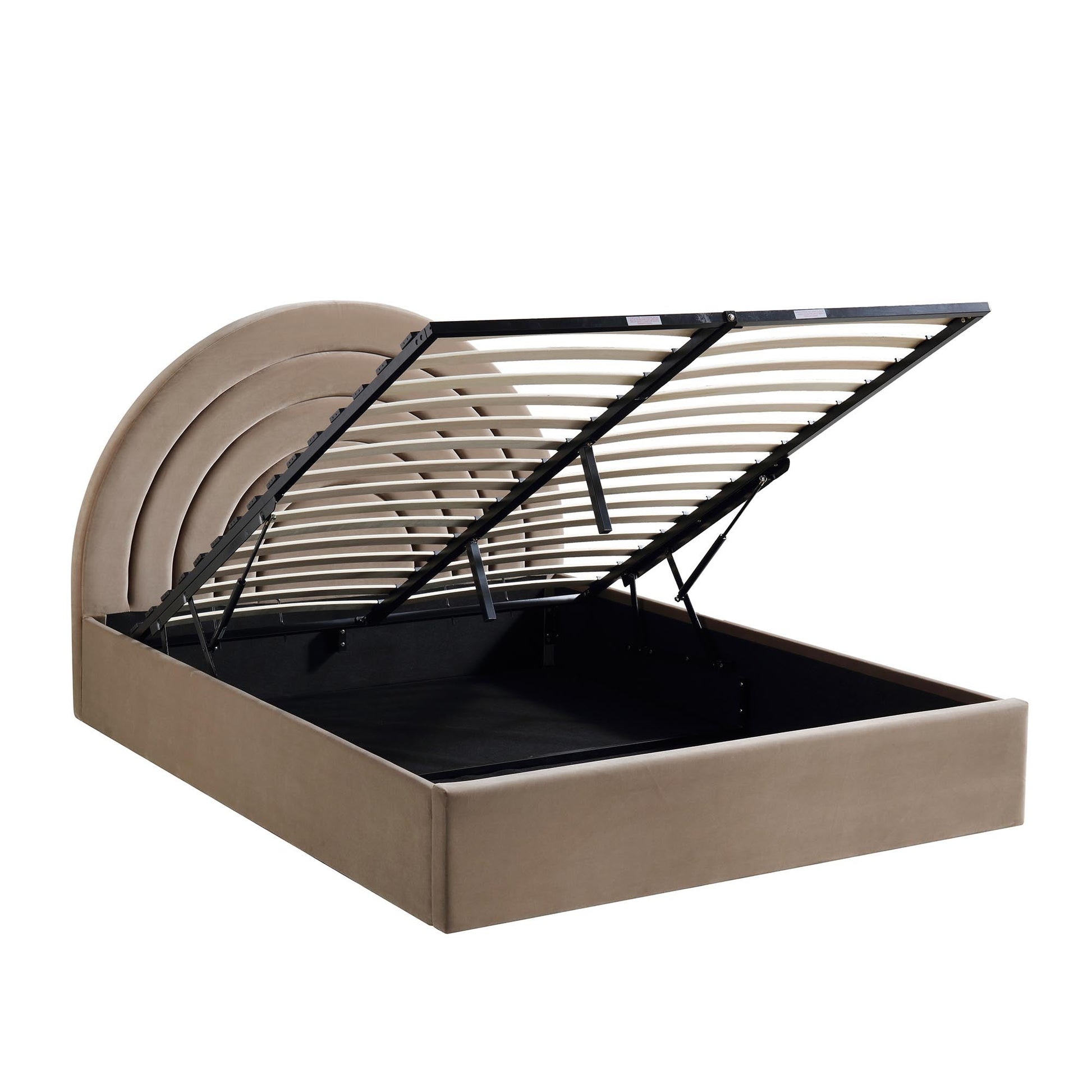 Archer Mink Velvet Ottoman Bed with Storage