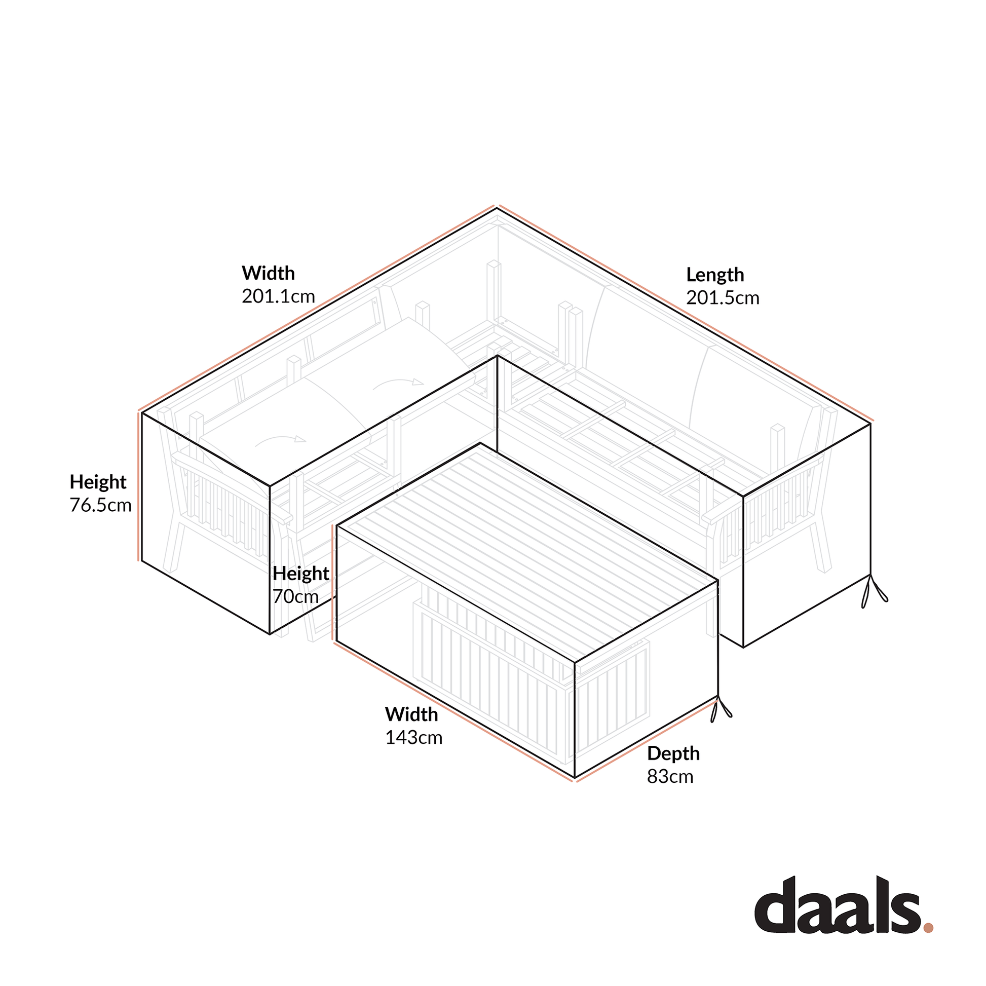 Garden Furniture Cover for Earlswood Aluminium Washed Wood Effect Large Corner Outdoor Sofa Set with Rising Table