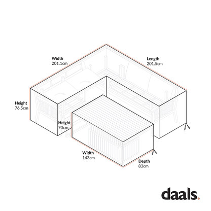 Garden Furniture Cover for Earlswood Aluminium Washed Wood Effect Large Corner Outdoor Sofa Set with Rising Table