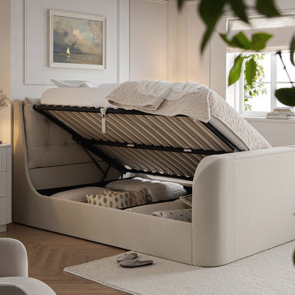 Hadley Champagne Velvet TV Bed with Ottoman Storage