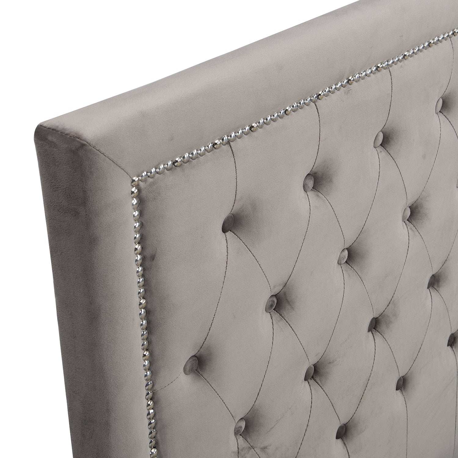 Hartwell Upholstered Ottoman Bed with Storage with Deeply Buttoned Headboard (Grey Velvet)