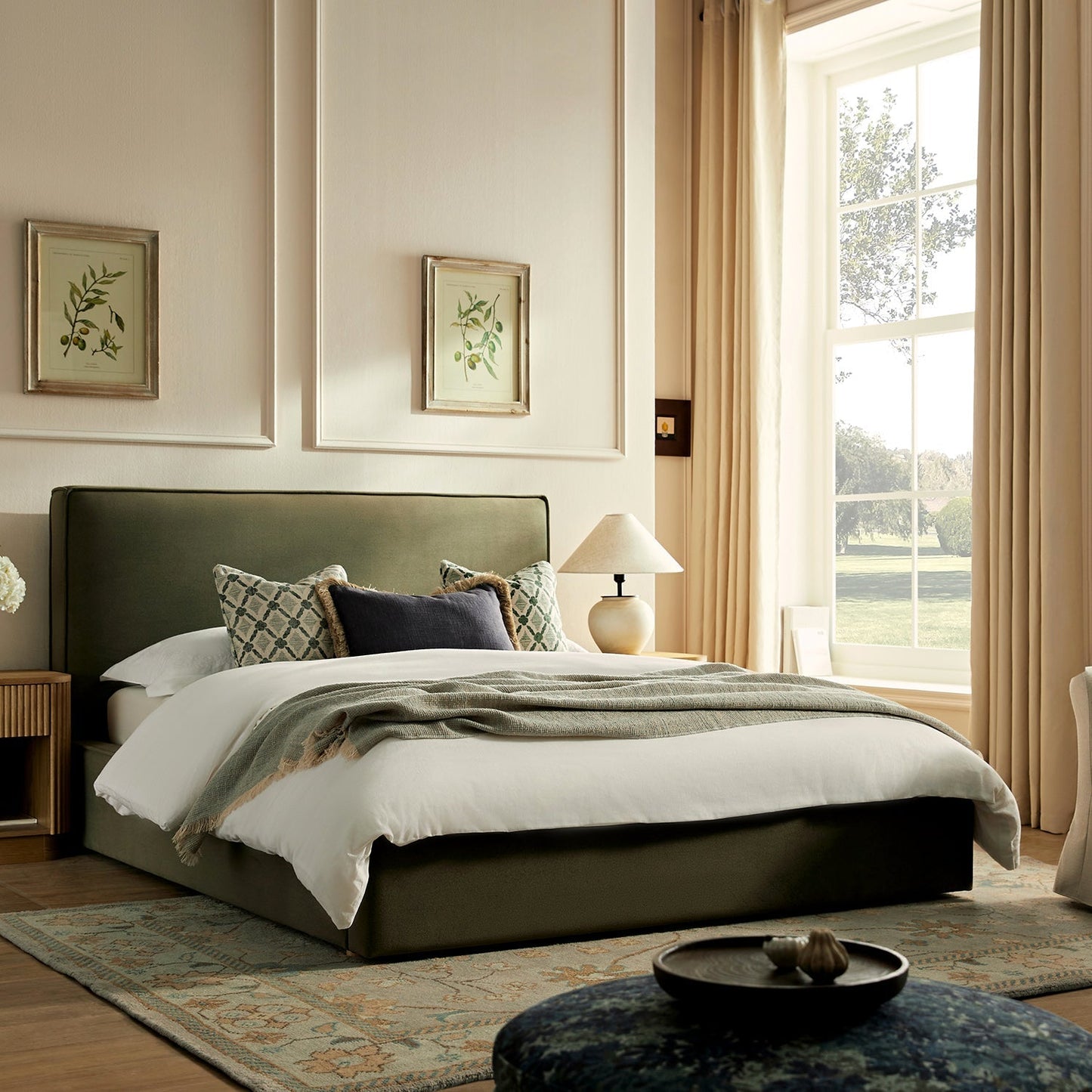 Forte Drawer Bed with Storage, Dried Herb Mohair