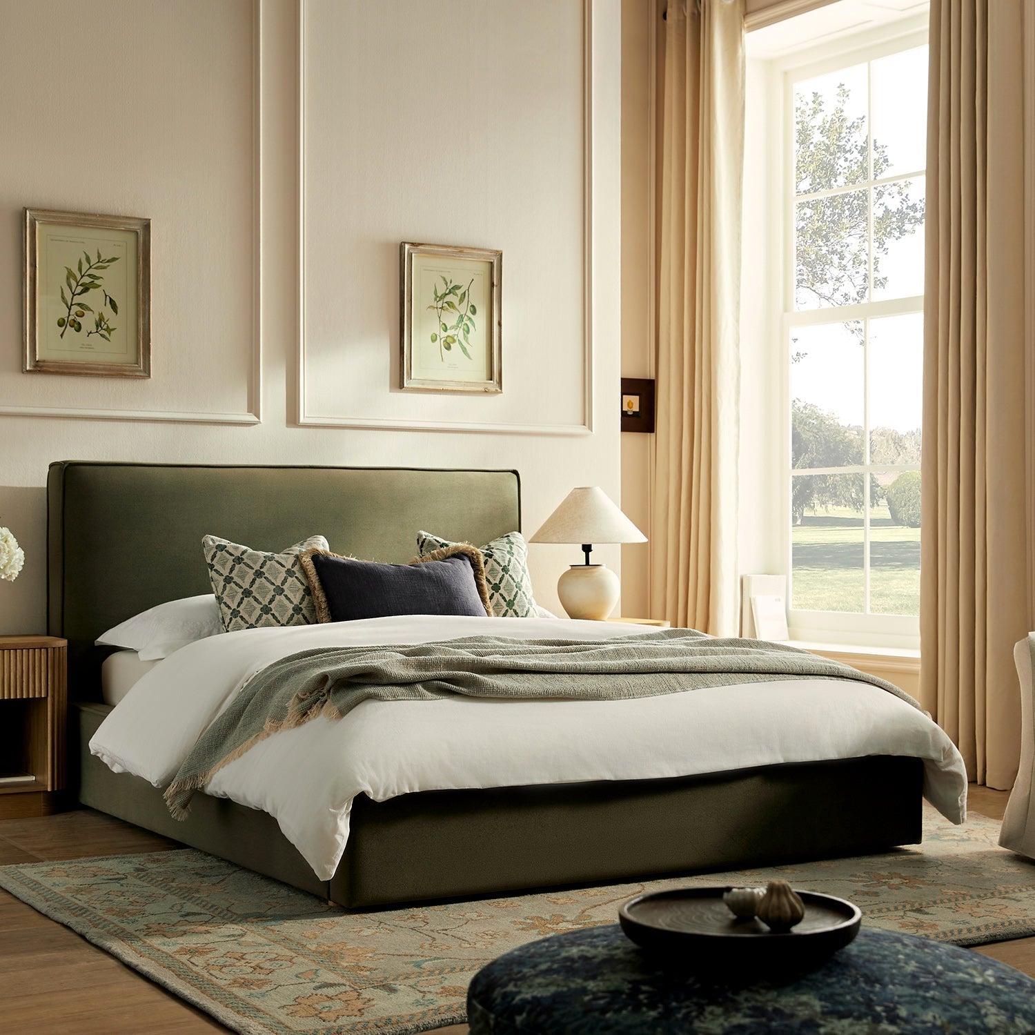 Forte Drawer Bed with Storage, Dried Herb Mohair