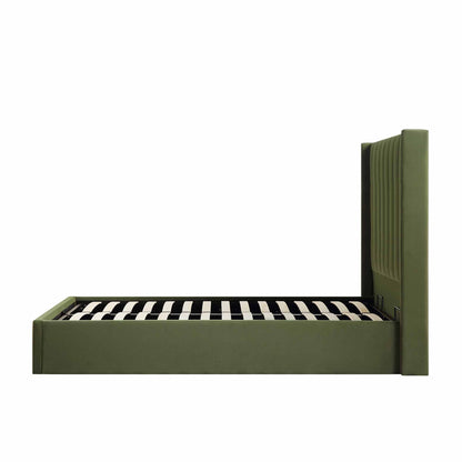 Wilton Moss Green Velvet Ottoman Bed with Storage