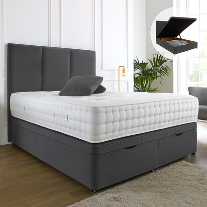 Cambridge Ottoman End Lift Storage Divan Bed - With Headboard