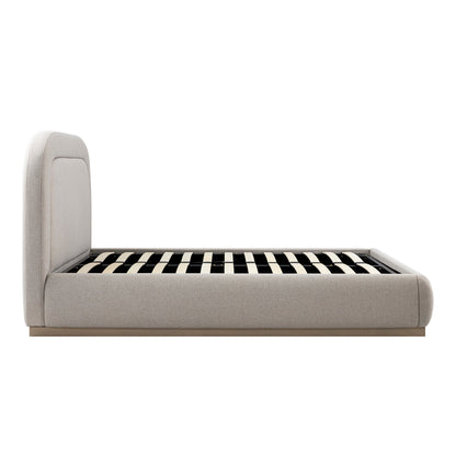 Luella Upholstered Wooden Plinth Base Bed with Storage, Sand Fabric