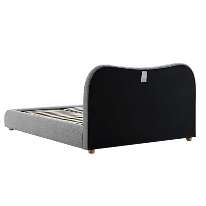 Egerie Curved Headboard Mist Grey Boucle Ottoman Bed with Storage