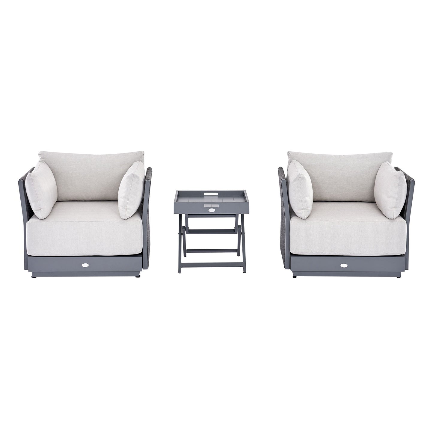 Pedra Rope and Aluminium Outdoor Bistro Set, Grey