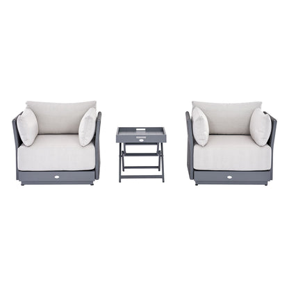Pedra Rope and Aluminium Outdoor Bistro Set, Grey