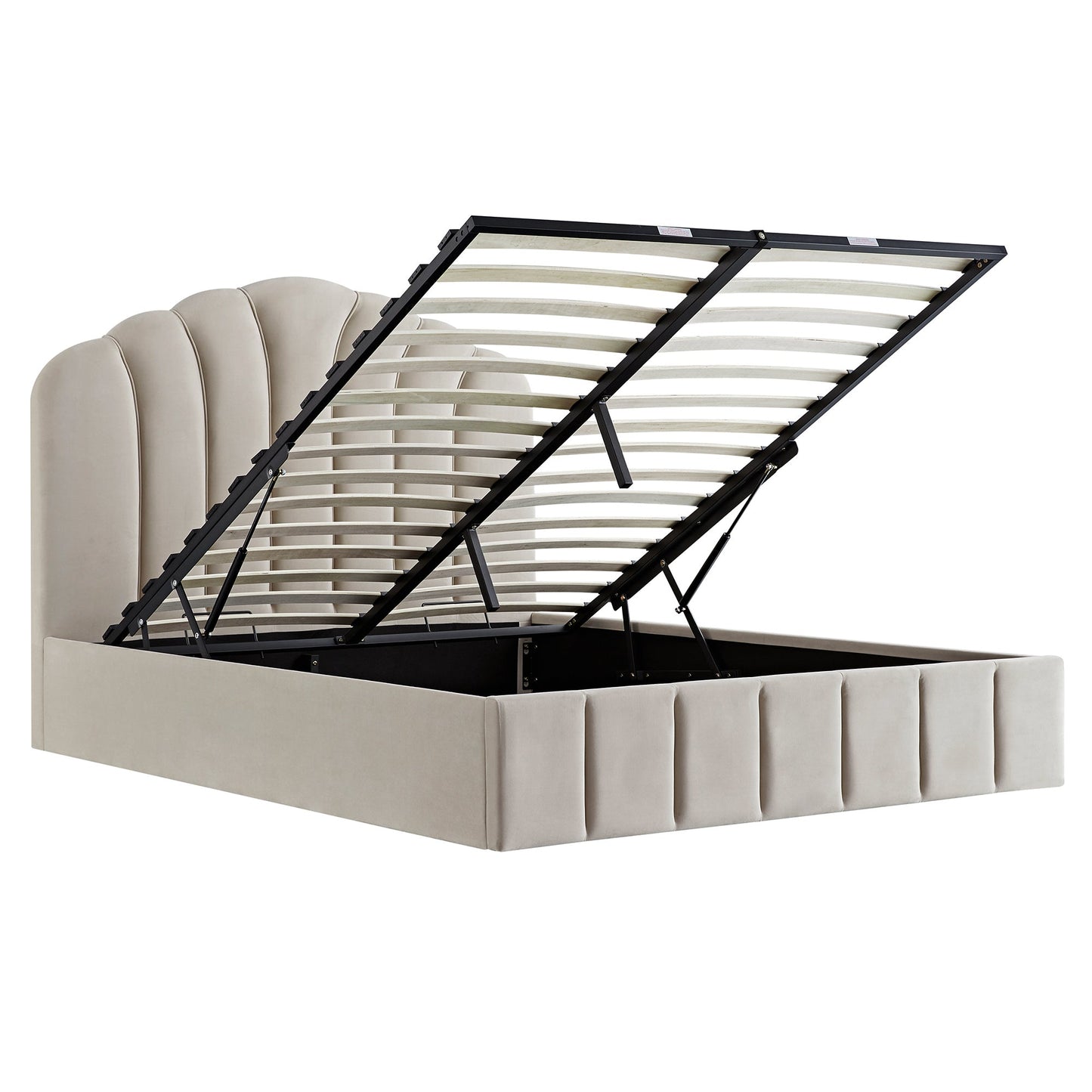 Hana Ottoman Bed with Storage, Warm Stone Velvet