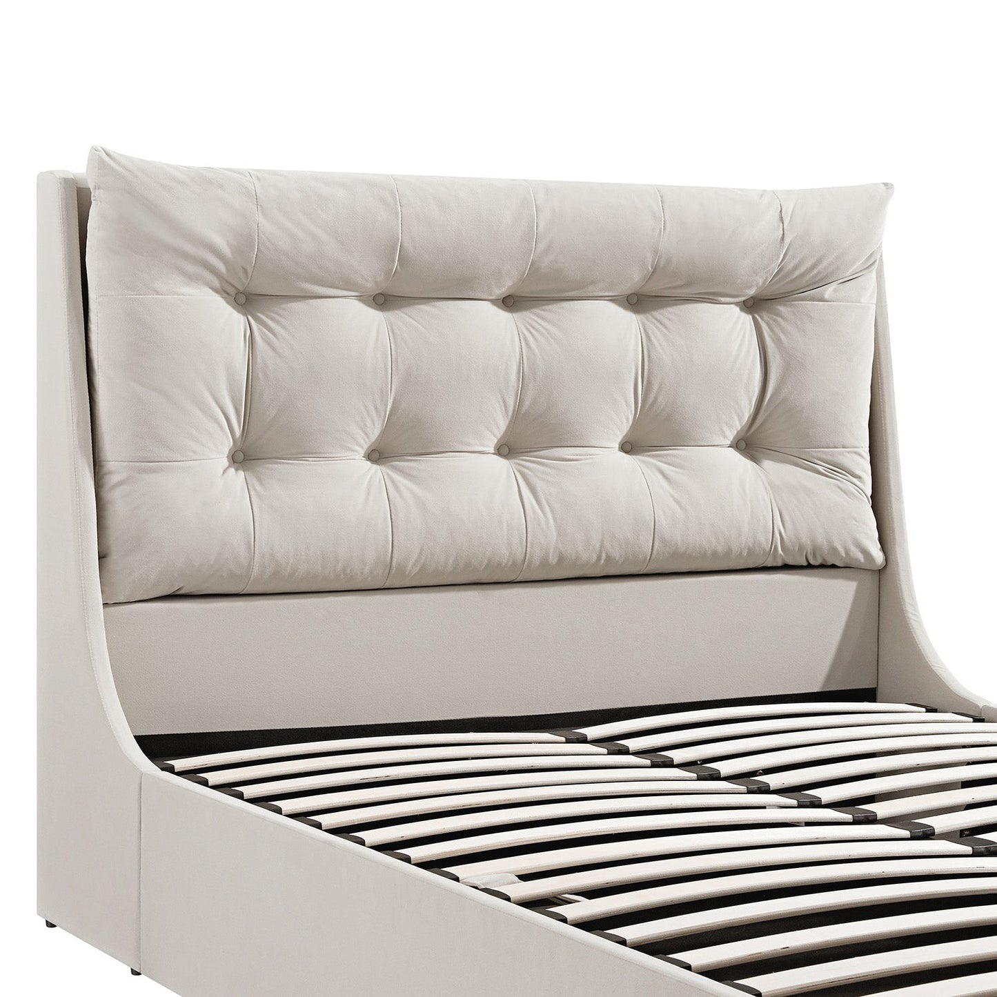 Hadley Champagne Velvet TV Bed with Ottoman Storage