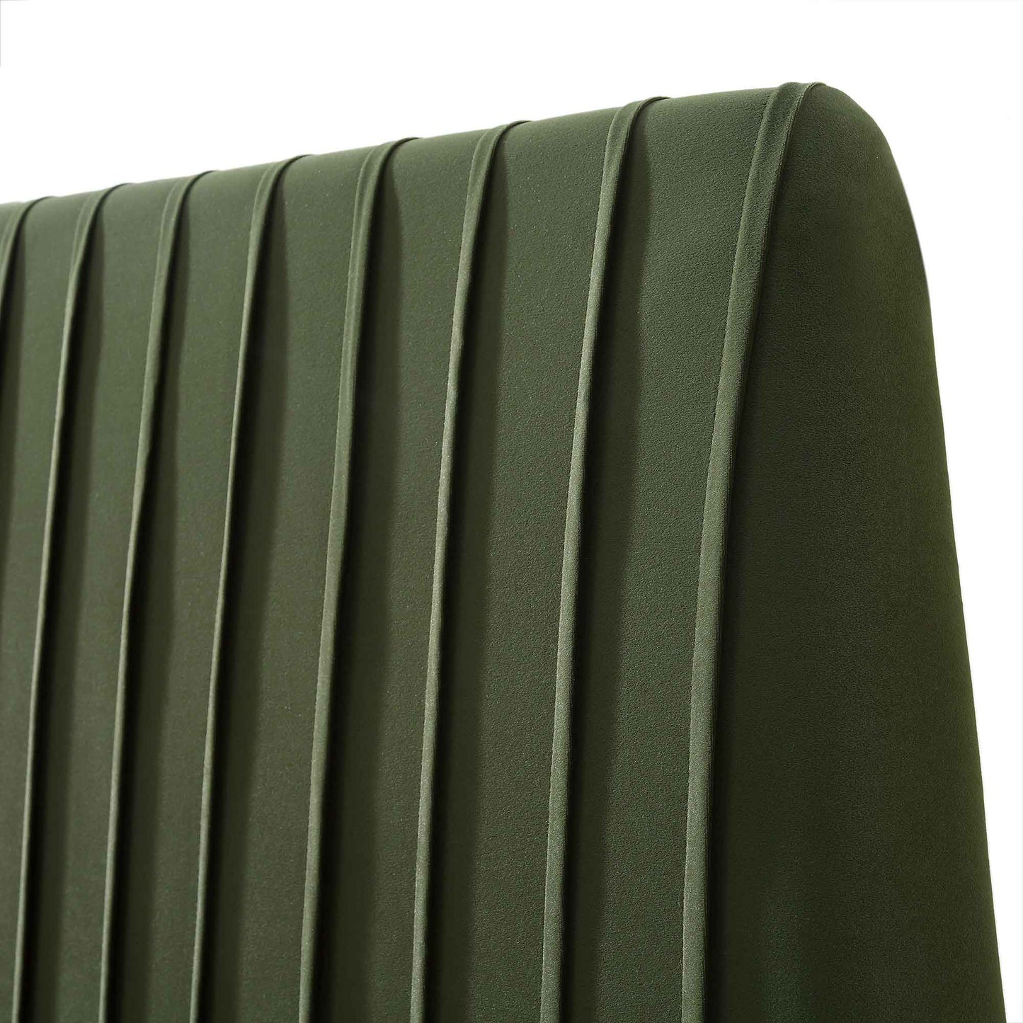 Helia Pleated Ottoman Bed with Storage, Moss Green Velvet