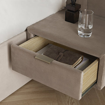 Tremezzo Oversized Ottoman Bed with Storage, Taupe Velvet