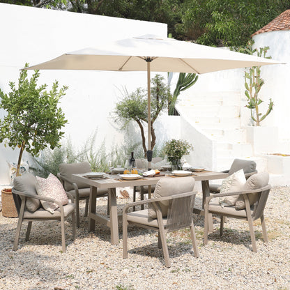 Manresa Rope 6-Seater Rectangular Garden Dining Set, Taupe and Beige