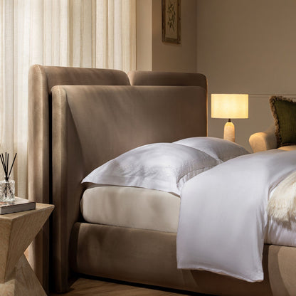 Jolene Layered Wingback Bed with Storage, Taupe Velvet