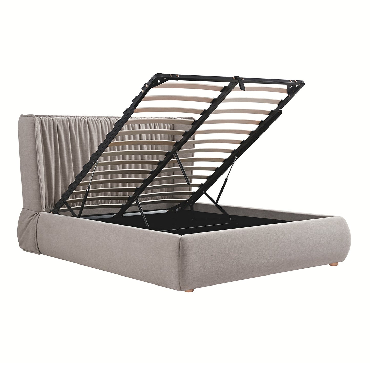 Astrid Ruched Wingback Bed, Oatmeal Chenille