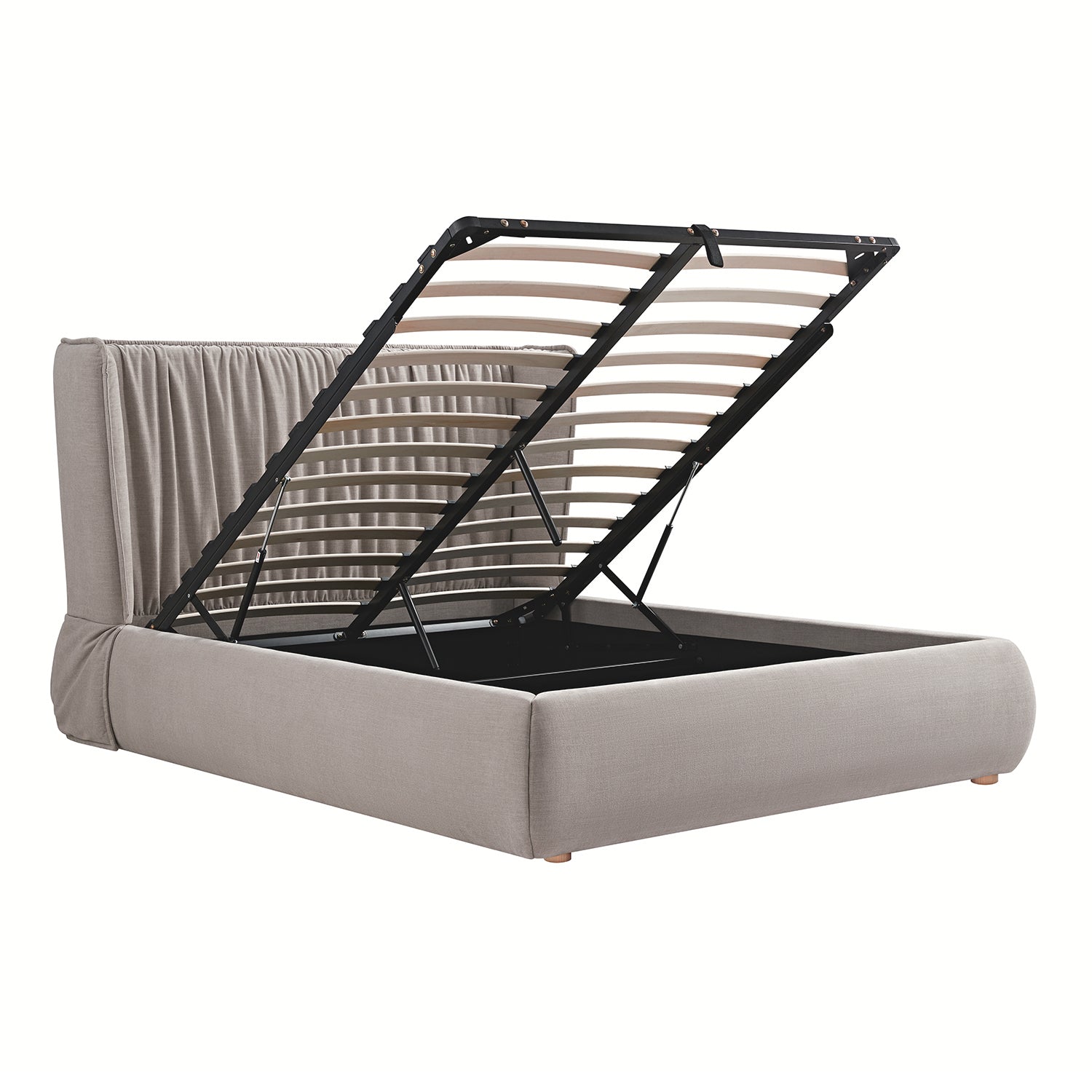 Astrid Ruched Wingback Bed, Oatmeal Chenille