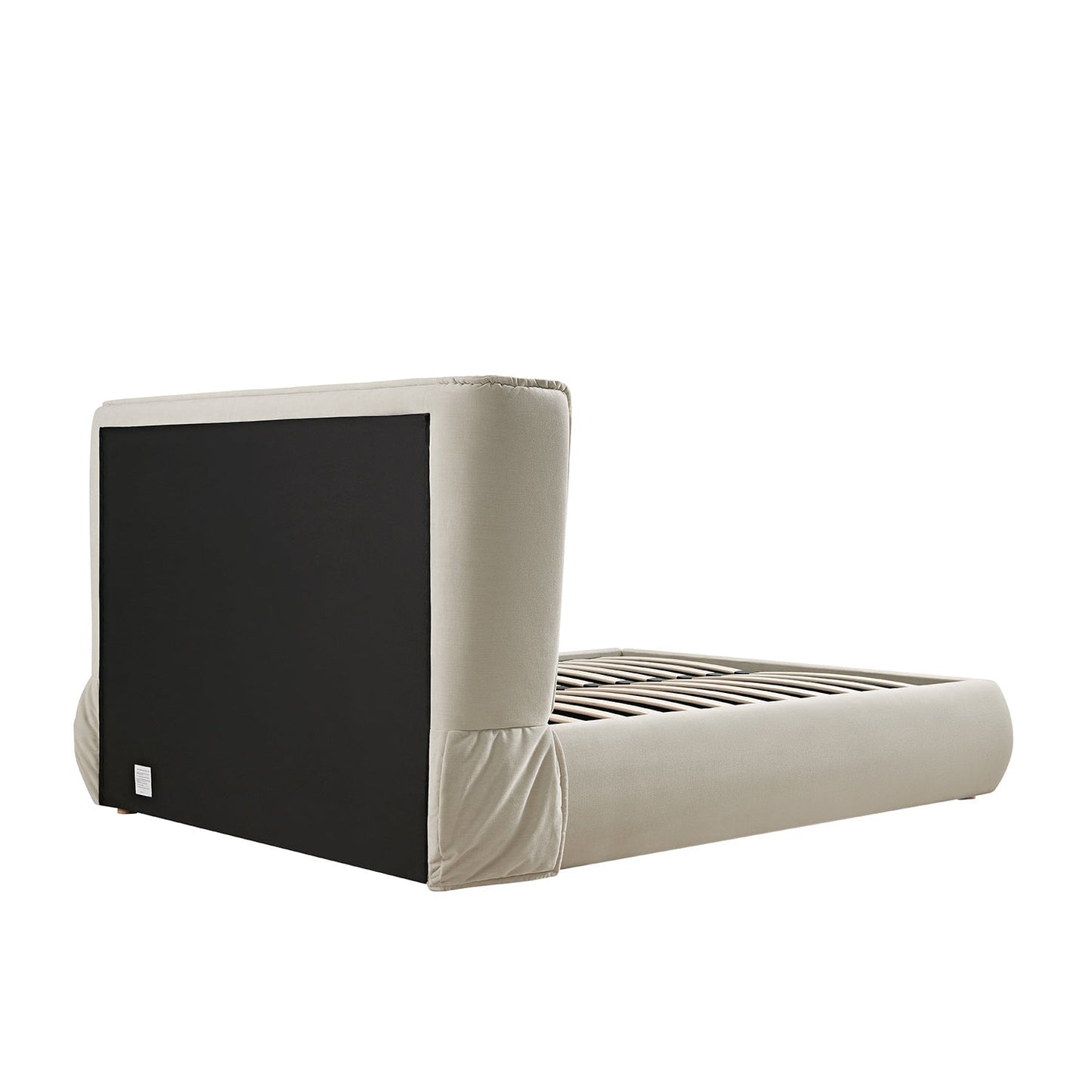 Astrid Ruched Wingback Bed, Ivory Chenille