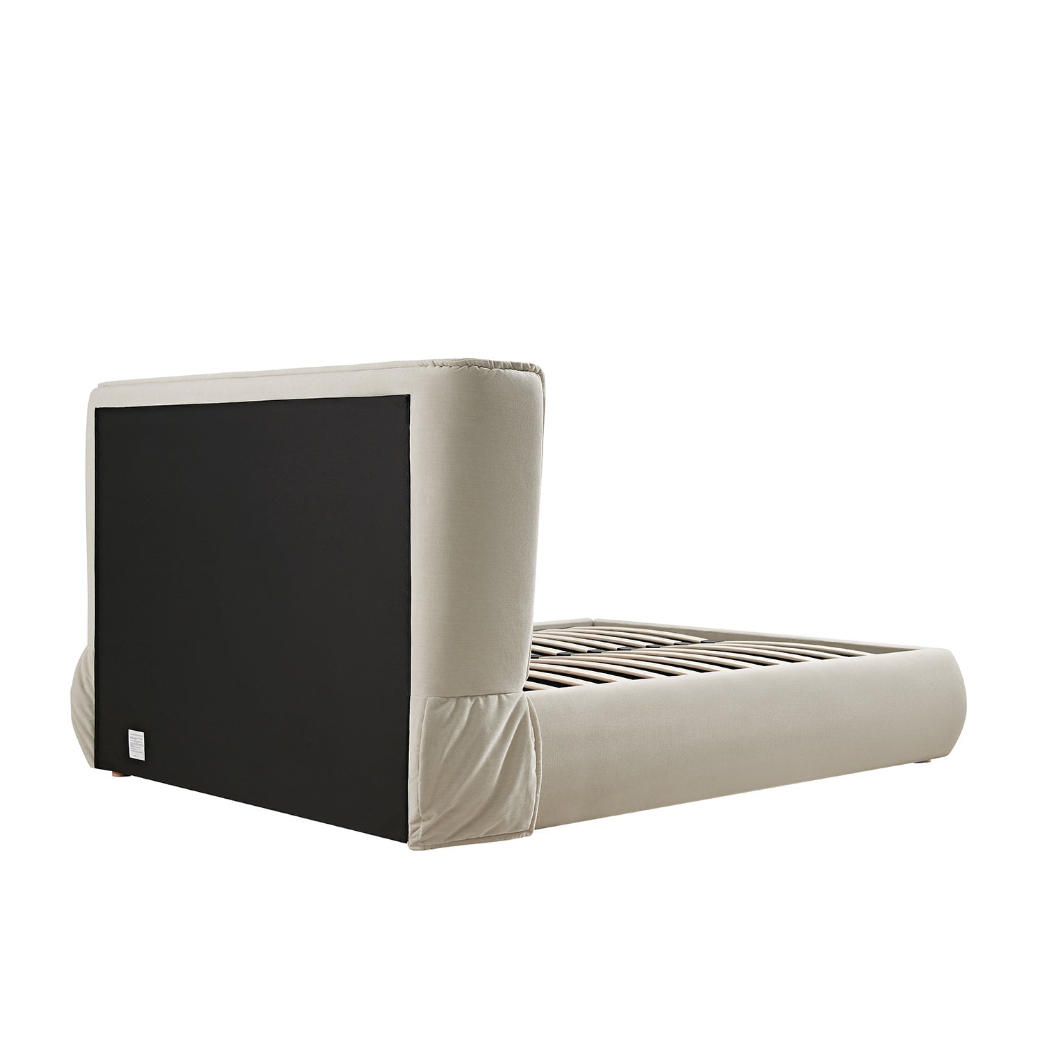 Astrid Ruched Wingback Bed, Ivory Chenille